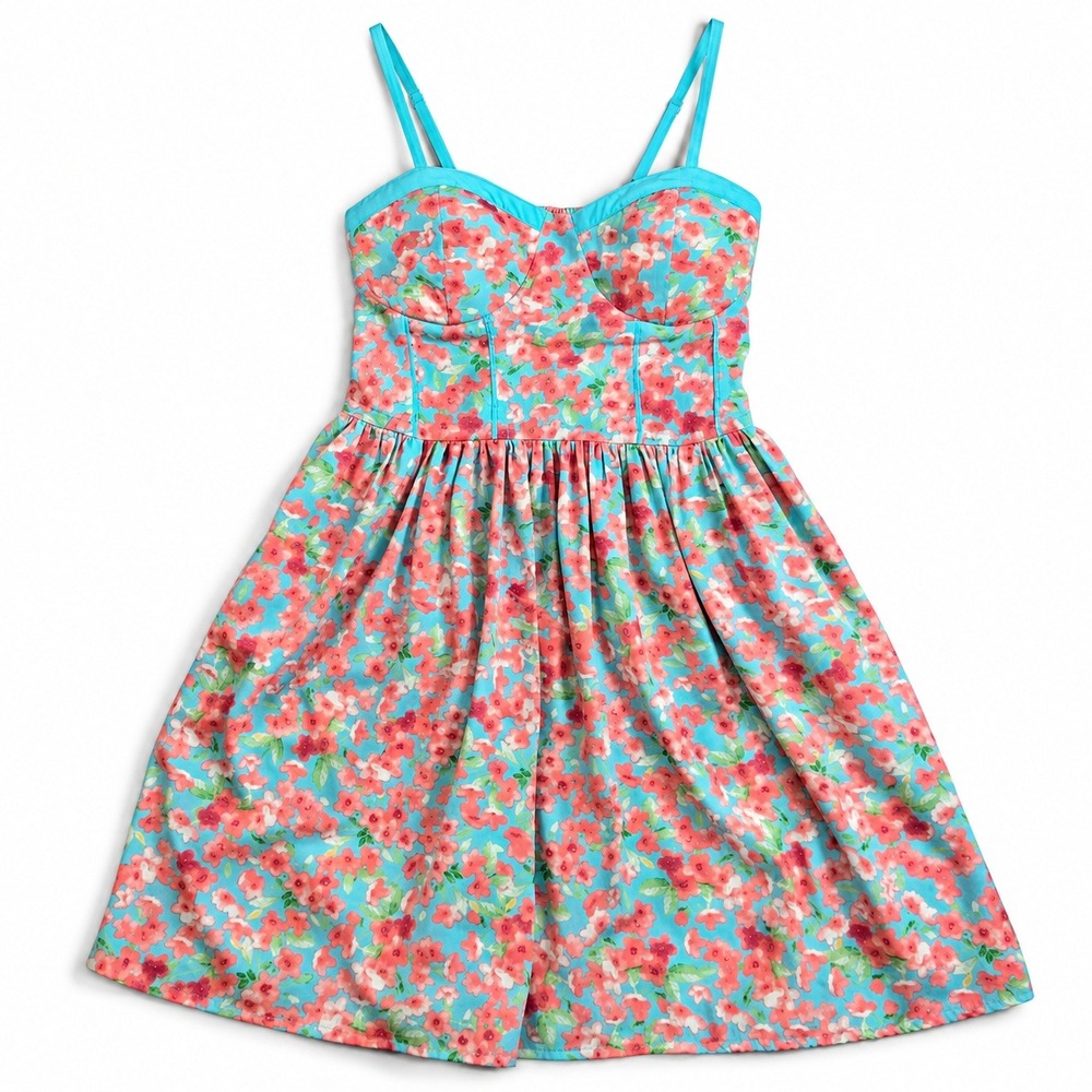 B.O.G Collective Womens Small Floral Sundress BluePink Bustier Cottagecore Dress